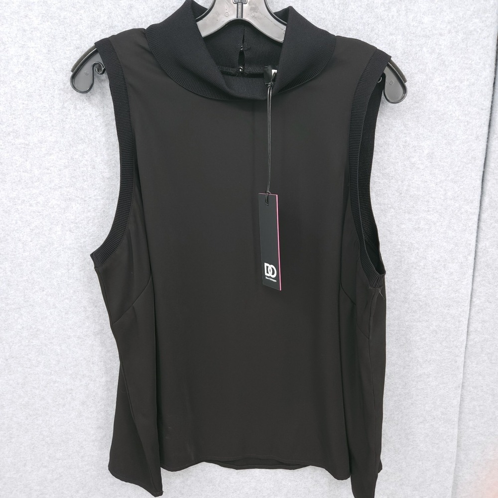 Dee‎ Ocleppo Mock Neck Sleeveless Pullover Black Blouse Womens Size XL NWT